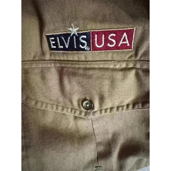 Rare VTG Elvis USA Elvis Presley Exclusively Graceland Shirt Button Military Med - Picture 5 of 7